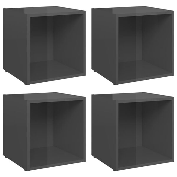 vidaXL TV Cabinets 4 pcs High Gloss Grey 37x35x37 cm Engineered Wood