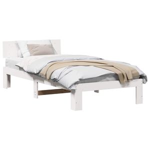 vidaXL Bed Frame with Headboard White 90 x 190 cm Solid Pine Wood