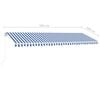 vidaXL Manual Retractable Awning with LED 500x300 cm Blue and White