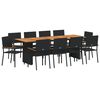 vidaXL Garden Dining Set 11 pcs Black Poly Rattan