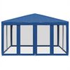 vidaXL Party Tent with 8 Mesh Sidewalls Blue 4x4 m HDPE