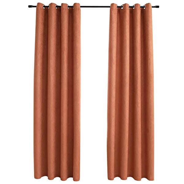 vidaXL Blackout Curtains with Metal Rings 2 pcs Rust 140x175 cm