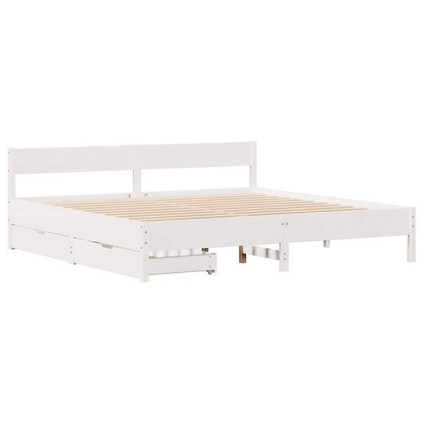 vidaXL Bed Frame without Mattress White 180x200 cm Super King Solid Wood Pine