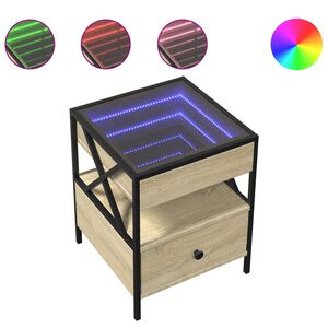 vidaXL Bedside Table with Infinity LED Sonoma Oak 40x40x51 cm