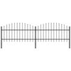 vidaXL Garden Fence with Spear Top Steel 337x125 cm Black