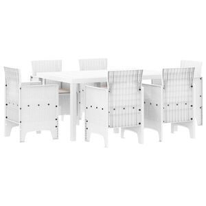 vidaXL Garden Dining Set 7 pcs White Polt rattan