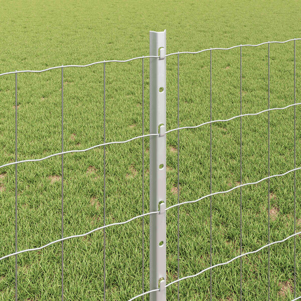 vidaXL Fence with Post Silver 0.8 x 10 m Steel