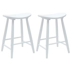 vidaXL Dining Chairs 2 pcs Solid Rubber Wood White 46 x 37 x 63 cm