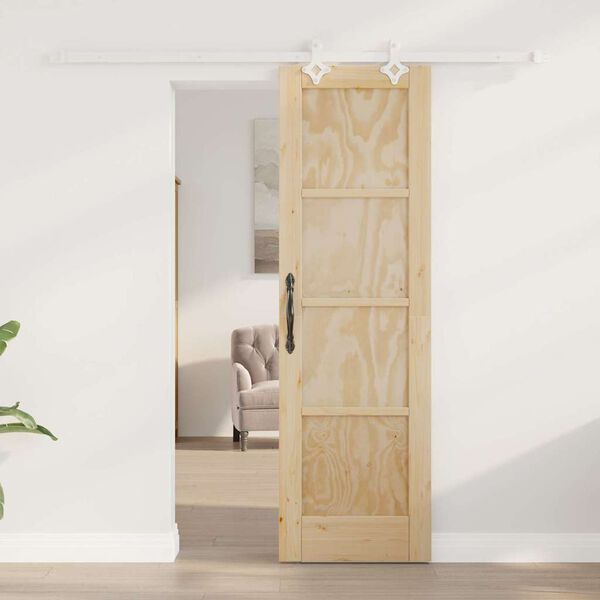 vidaXL Sliding Door Brown 61 x 198.5 cm Solid Pine Wood