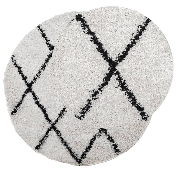 vidaXL Shaggy Rug PAMPLONA High Pile Modern Cream and Black &Oslash; 200 cm