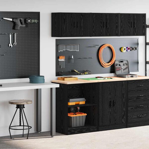 vidaXL Garage Cabinets 2 pcs Black Engineered Wood