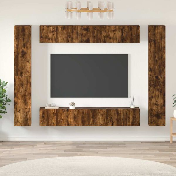 vidaXL 10 Piece TV Cabinet Set Smoked Oak Engineered Wood