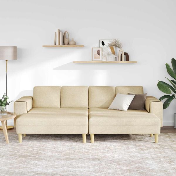 vidaXL Sofa Set Cream Fabric