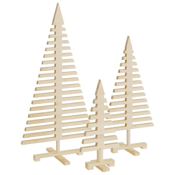 vidaXL Wooden Christmas Trees for Decoration 3 pcs Solid Wood Pine