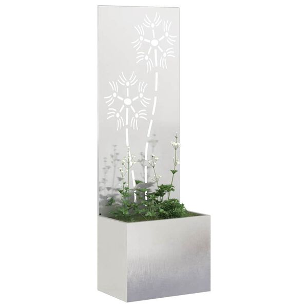 vidaXL Garden Privacy Screen Floral Sliver 50 x 140 cm Stainless steel