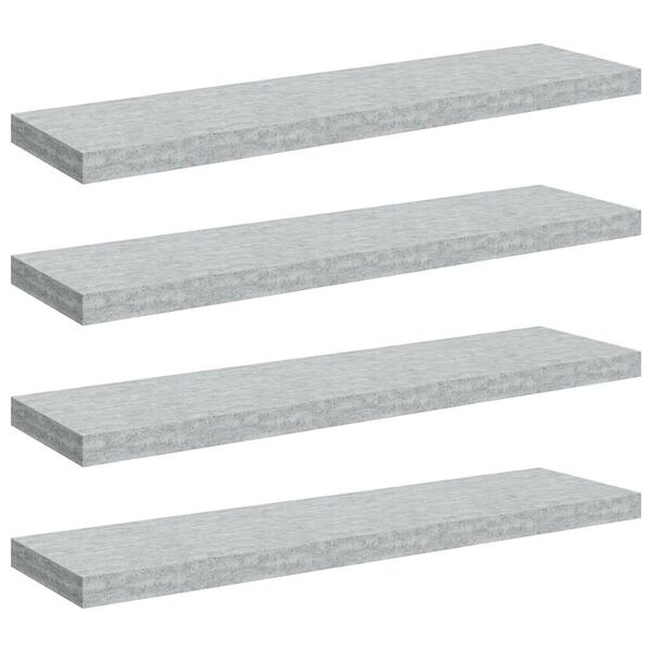vidaXL Floating Wall Shelves 4 pcs Concrete Grey 90x23.5x3.8 cm MDF