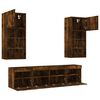 vidaXL 5 Piece TV Wall Units with LED Smoked Oak Engineered Wood