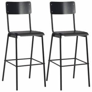 vidaXL Bar Stools 2 pcs Black Solid Plywood Steel