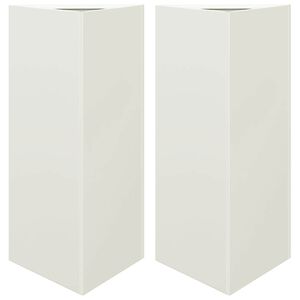 vidaXL Garden Planters 2 pcs White Triangular 40x34.5x75 cm Steel