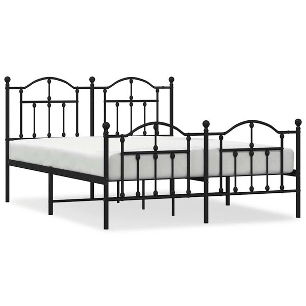 vidaXL Metal Bed Frame without Mattress with Footboard Black 150x200cm