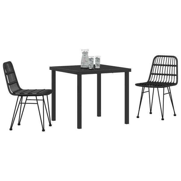 vidaXL Garden Dining Set 3 pcs Black Powder-Coated Steel