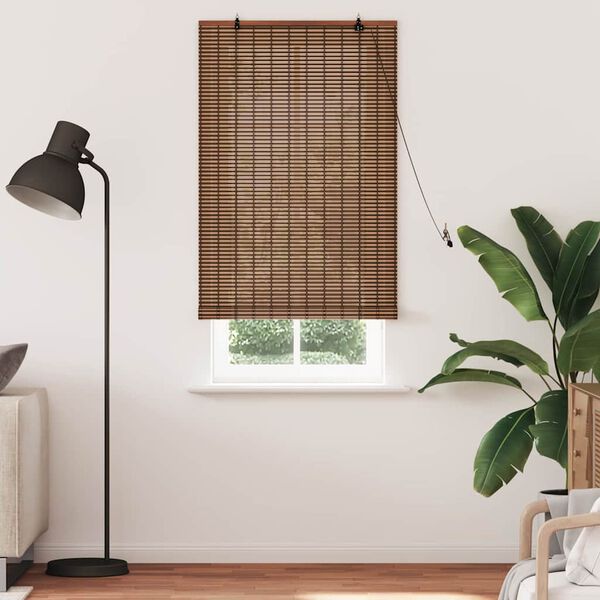 vidaXL Roller Blind with Curtains Manual Brown 90 x 220 cm Bamboo