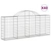 vidaXL Arched Gabion Baskets 40 pcs 200x30x80/100 cm Galvanised Iron