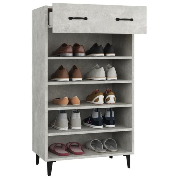 vidaXL Shoe Cabinet Concrete Grey 60x35x105 cm Engineered Wood
