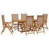 vidaXL 7 Piece Garden Dining Set Taupe Fabric and Solid Wood