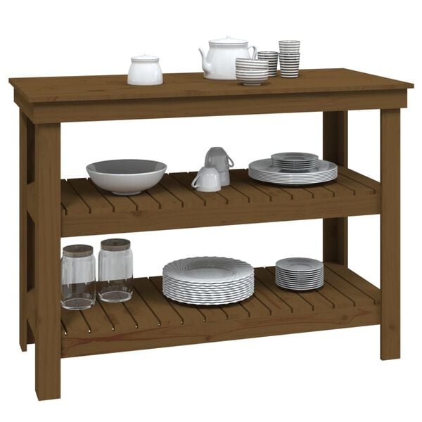 vidaXL Work Bench Honey Brown 110.5x50x80 cm Solid Wood Pine