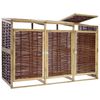 vidaXL Triple Bin Shed Pinewood and Wicker