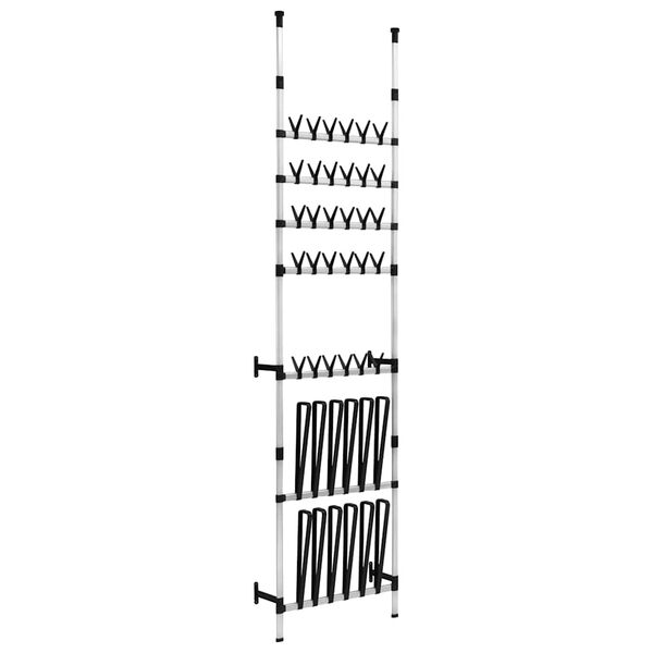 vidaXL Telescopic Shoe Rack with Rods Aluminium