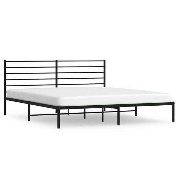 vidaXL Metal Bed Frame without Mattress with Headboard Black 200x200cm