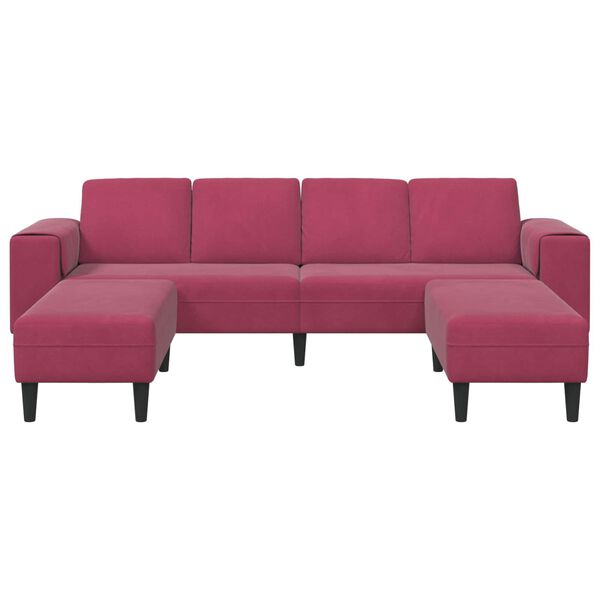 vidaXL Sofa Set Wine red Velvet
