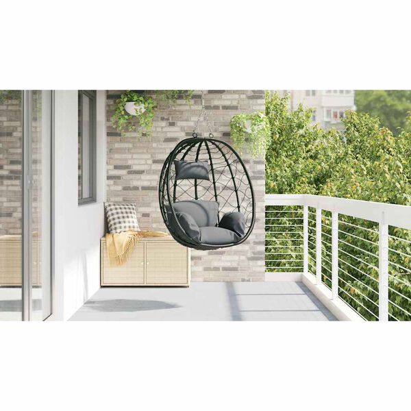 vidaXL Hanging Egg Chair Anthracite 91.5 x 60 x 110 cm Poly Rattan