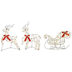 vidaXL Christmas Reindeer with sleigh 3 pcs 140 LEDs Warm White