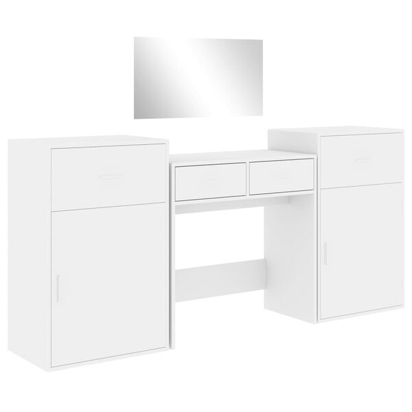 vidaXL 4 Piece Dressing Table Set White Engineered Wood