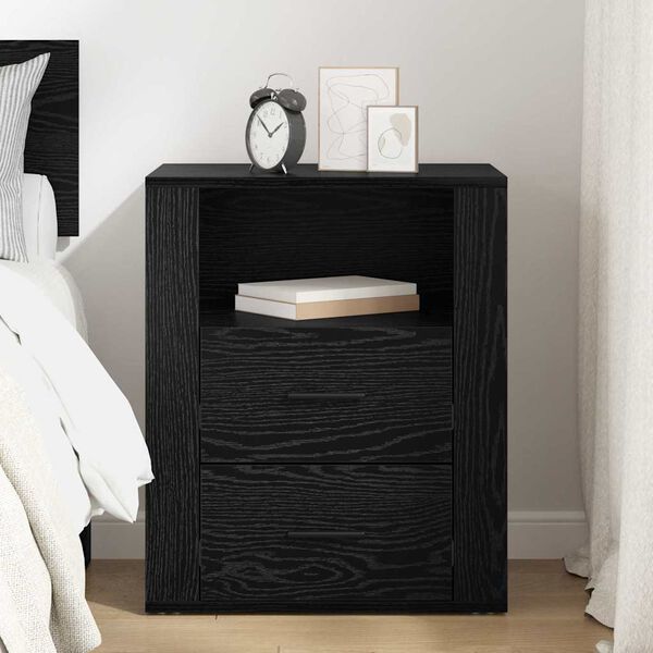 vidaXL Bedside Cabinet Black Oak 35 x 50 x 60 cm Engineered Wood
