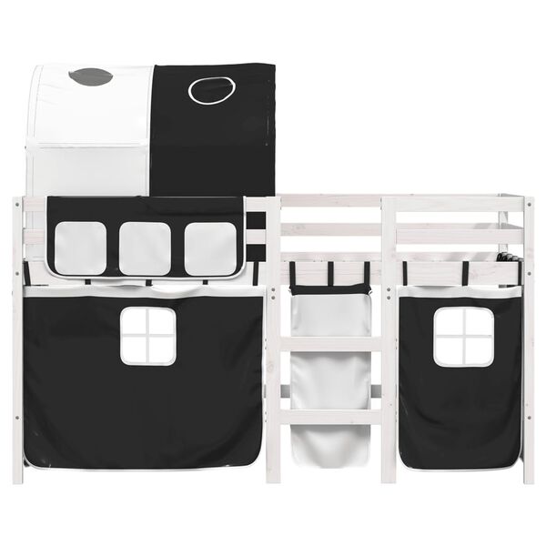 vidaXL Kids' Loft Bed with Tunnel without Mattress White&Black 80x200 cm