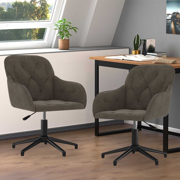 vidaXL Dining Chair 2 pcs Dark Grey 55 x 59.5 x 77 cm Velvet