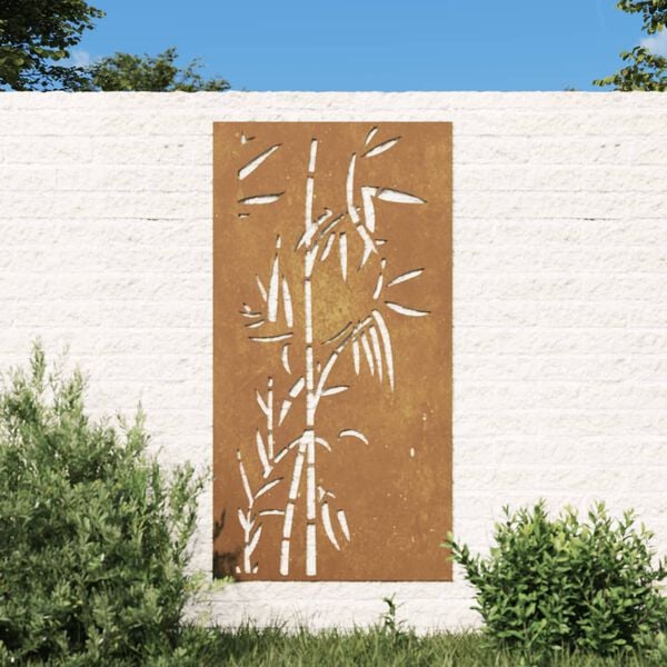 vidaXL Garden Wall Decoration 105x55 cm Corten Steel Bamboo Design