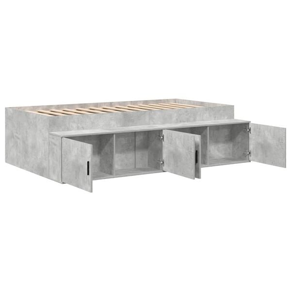 vidaXL Bed Frame with Drawer Concrete Grey 90 x 190 cm Engineered Wood