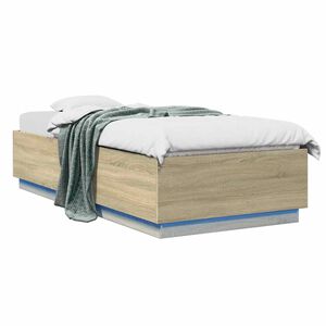 vidaXL Bed Frame with LED Sonoma Oak 80 x 200 cm Engineered Wood