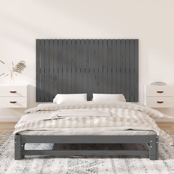 vidaXL Wall Headboard Grey 147x3x90 cm Solid Wood Pine