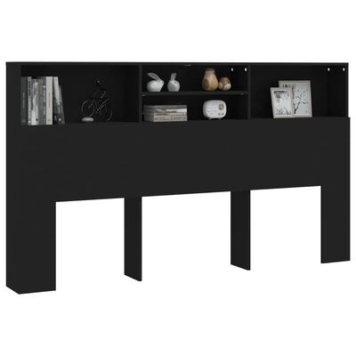 vidaXL Headboard Cabinet Black 180x19x103.5 cm