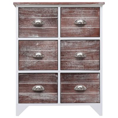 vidaXL Side Cabinet with 6 Drawers Brown 60x30x75 cm Paulownia Wood
