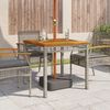 vidaXL Garden Table Grey 80x80x74 cm Poly Rattan Acacia Wood