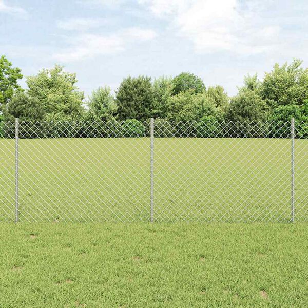 vidaXL Fence with Post Silver 0.8 x 25 m Steel