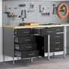 vidaXL Work Cabinet with Drawer 3 pcs Black and Grey 150 x 55 x 85 cm