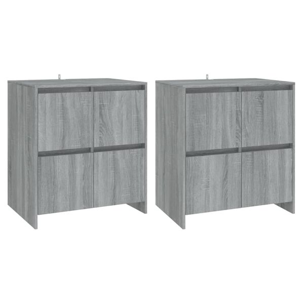vidaXL Sideboards 2 pcs Grey Sonoma 70x41x75 cm Engineered Wood